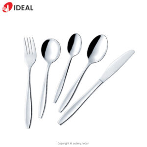 طقم أدوات مائدة فضية فاخرة بمقابض فاخرة من الفولاذ المقاوم للصدأ 5 قطع لخدمة تقديم الطعام في الحفلات والمطاعم