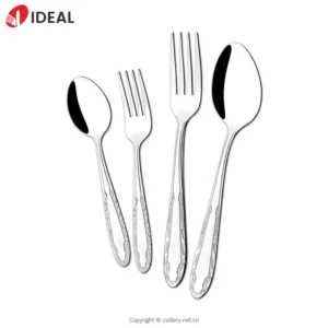 304 Stainless Steel 4-Piece Antique Engraved Flatware Set Mirror Shine