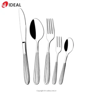 Modern Luxury Stripe Line Silver Flatware 18/10 Stainless Steel Cutlery Set