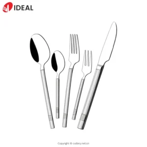 Luxury Royal Design Stainless Steel Reusable Cutlery Set Silver and Gold Flatware for Back to School