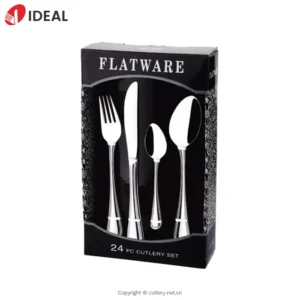 24 Pieces Eco-Friendly Luxury Engraved Stainless Steel Flatware Set for Business Gifts Weddings Parties Hotels/Bistros