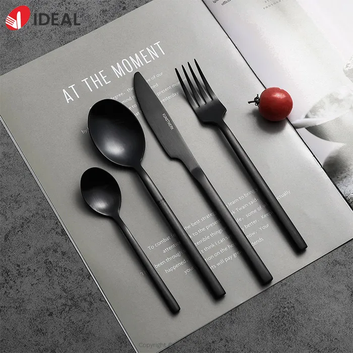 New Arrivals Black Matte Cutlery Wedding Silverware Stainless Steel Spoons and Forks Set Restaurant Flatware Set