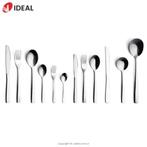 طقم أدوات مائدة فضية فاخرة من الفولاذ المقاوم للصدأ من الفولاذ المقاوم للصدأ وشوكة وملعقة من الفولاذ المقاوم للصدأ، فضية فاخرة للمطاعم بالجملة لحفلات الزفاف