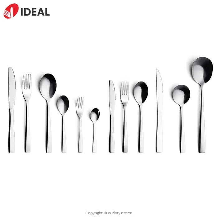 مجموعه چاقو، چنگال و قاشق نقره‌ای استیل ضدزنگ لوکس رستورانی، صیقلی آینه‌ای، عمده‌فروشی، برای عروسی